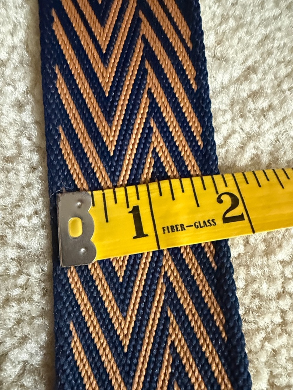 Stylish Navy and Tan Zigzag Guitar-Style Bag Strap - Picture 5 of 9